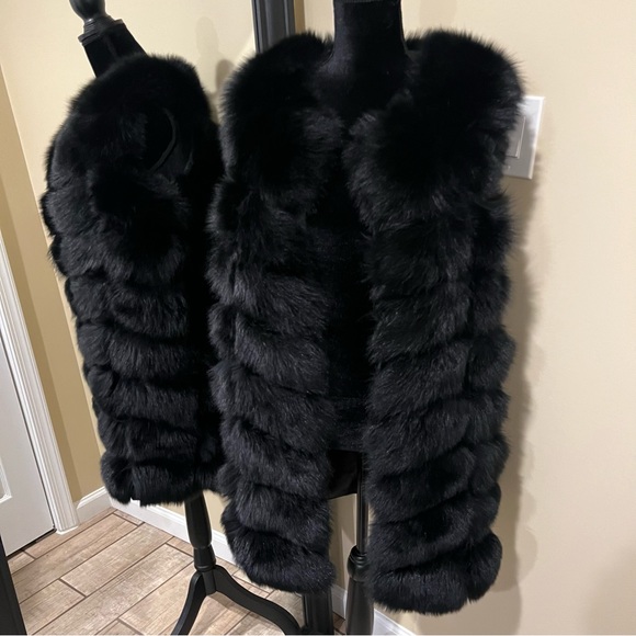 Genuine fox fur vest jacket coat trench winter bomber jacket real fur long vest - Picture 4 of 17